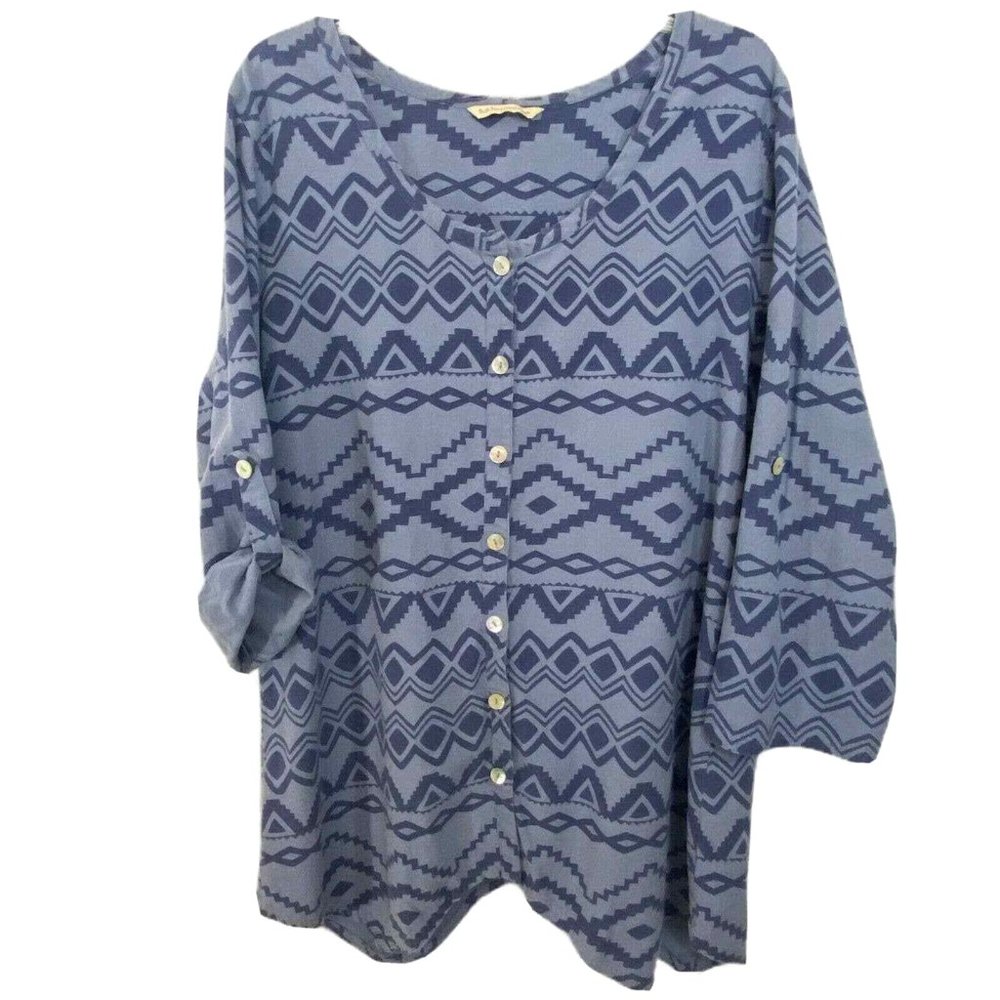 Soft Surrounding Linen Blend Button Down Lagenloo… - image 1